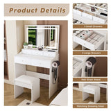 New Large Mirror Vanity Desk for Bed room , Modern Makeup Vanity Set with Power Outlet and Hair W509P339034