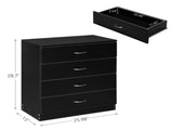 4-Drawer Particleboard Drawer Cabinet with Textured Melamine Finish 25.98*12.99*28.74in Black 26794048