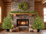 4-Piece Christmas Tree Set 2 Trees with Sturdy Bases, 1 Pre-Lit Wreath, 1 Garland, Warm White N710P513664F