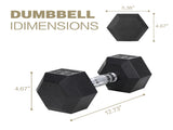 20LB HDRS Rubber Coated Solid Cast Iron Dumbbell with Contoured Chrome Handle, Hexagon 97175236