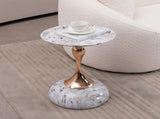 Mermaid Tail End Coffee Table Round Side Table, Modern Metal Pedestal Table, Minimalist Accent Table W2664P232838