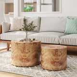 ZNTS Nesting Coffee Table Set of 2, Modern Round Coffee Table, Wooden Circle Accent Tables for Small W1435P254287