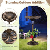 Bronze Standing Pedestal Birdbath and Feeder Combo with Solar Powered Lamp 91073086