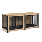 ZNTS Dog Crate Furniture with Two Combined Room, XL Double Dog Cage Furniture with Tray for Medium W420P207590