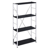 Black and Chrome 4-Tier Rectangular Bookshelf B062P184593