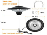1500W Hanging Halogen Patio Heater, Fanless Electric Ceiling Heater, IP23 Rated, 2 Heat Settings, 16046511
