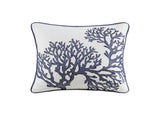 4 Piece Cotton Reversible Embroidered Quilt Set with Throw Pillow Navy Full/Queen B03595792