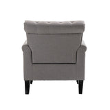 ZNTS Mid-Century Modern Accent, Linen Armchair w/Tufted Back/Wood Legs, Upholstered Lounge Arm W133355313