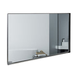 36x24inch Black Rectangular Bathroom Mirror Square Angle Metal Frame Mounted Hanging Plates W2091127006