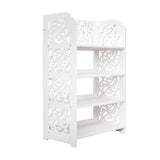 ZNTS Wood-plastic Board Four Tiers Carved Shoe Rack White A 97499052