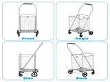 Shopping Cart with Shelf,Grocery Cart on Wheels, Foldable Utility Shopping Carts with Double Basket 83512660