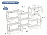 Three Columns and Four Layers Bookshelf, Wide Bookcase with 11 Open Display Shelves, 98909181