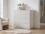 Handleless Grille-Finished 4-Drawer Bedside Table P2 Particleboard MDF & Melamine Veneer 28721964