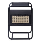 Black Accent Table with Glass Top B062P181415