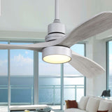 52 Inch Ceiling Fan Light With 6 Speed Remote Silver 3 Wood Blade Reversible DC Motor For Bedroom W93494500