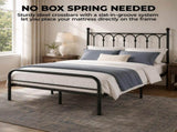 Metal Platform Bed Frame, Classic Iron Art Headboard & Footboard, Stable & Noiseless, 11.9 Inch 08234839