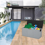 ZNTS 75gal 260L Outdoor Garden Plastic Storage Deck Box Chest Tools Cushions Toys Lockable Seat 26633405