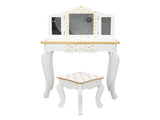 Three Fold Mirror Single Drawing Curved Foot Children Dressing Table Yellow Dots 13820391