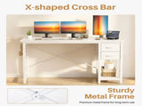 47 Home Office Desk with 2 Fabric Drawers, Storage Shelf, X-Frame Support, Spacious 73523890