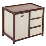 Wooden Frame Removable Top Brown Painted Pine Children's Cot with 3 Fabric Drawers 1 Fabric Bag 46422703