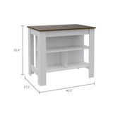 ZNTS Rockaway 3-Shelf Kitchen Island White and Walnut B06280055