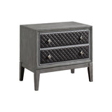 Modern Styling Bedroom 1pc Nightstand of 2 Drawers Faux Leather Upholstered Gray Classic Design B011P186572
