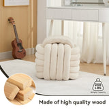 060-Chenille Fabric Modern Knot Design Ottoman Makeup Stool Footstool, Comfortable and Stylish Seat W527P239023