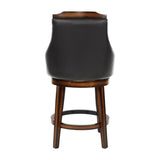 Swivel Counter Height Chairs Set of 2, Dark Brown Faux Leather Upholstered Wooden Dining Furniture B011P321296