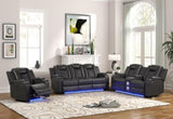 LED & Power Reclining Loveseat Made With Faux Leather in Gray 659436213258