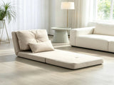 Beige Convertible Floor Sofa Bed No Assembly Required Folding Upholstered Couch, Adjustable 92641017