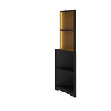 ZNTS FCH 4-layer L-shaped corner display rack particle board 40*40*165cm black with LED light and power 90639981