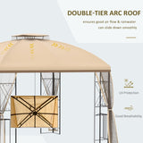 ZNTS 10' x 10' Patio Gazebo with Corner Shelves, Double Roof Outdoor Gazebo Canopy Shelter with Removable W2225142540