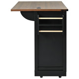 K&K 53.7" Farmhouse Kitchen Island Power Outlet, 2 Sliding Barn Door Kitchen Storage Island N707P170347B