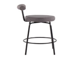 Contemporary Counter Stool in Black Steel and Charcoal Fabric - Set of 2 B202P222100