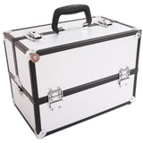 ZNTS SM-2083 Aluminum Alloy Makeup Train Case Jewelry Box Organizer Silver 53090133