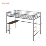 ZNTS Twin Metal Loft Bed with Desk, Ladder and Guardrails, Loft Bed for Bedroom, Silver MF286452AAN