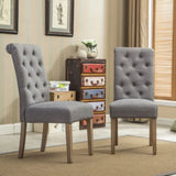 Habit Solid Wood Tufted Parsons Dining Chair, Set of 2, Grey T2574P164543
