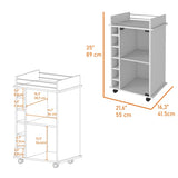 Dukat Bar Cart,Two Shelves, Six Built-in Wine Rack, Four Casters -White B20091850