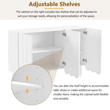 ON-TREND Cream Style Minimalist Shoe Cabinet with 5 Solid Wood Legs, Sideboard Buffet Cabinet with N721P180695K