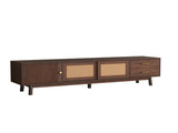 Mid Century Modern TV Stand for 80" TVs, Entertainment Center with Sliding Doors and Drawers, TV N710P257617P