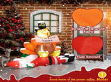4.9 FT Lighted Christmas Inflatable Decoration, Inflatable Turkey Sitting on Santa Claus, Funny Blow 00028271