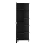 Urano Mirror Linen Cabinet, Four Interior Shelves, Five External Shelves -Black B20091988