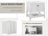 24" White Modern Sleek Bathroom Vanity Elegant Ceramic Sink with Solid Wood Frame Open Style N725P246473K