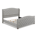 ZNTS Marcella Upholstered Shelter Headboard Bed Set, King, Silver Grey Polyester B2719P238222