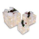 3pcs Square ABS Plastic Rack Garden Festive Decoration LED60 Light Warm White Light Cotton Thread 21852728