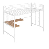 ZNTS Twin Metal Loft Bed with Desk and Metal Grid,White MF292477AAK