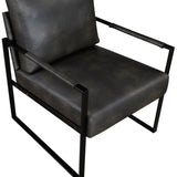 Modern Accent Chair Cushioned Seat Dark Gray Faux Leather Upholstery Black Metal Frame 1pc Style B011P255744