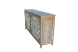 60"Wood Accent Cabinet with 4 Doors, Brown and antique white Modern Pantry Wood Buffet W2295P306897
