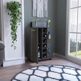 Bar Cart, Two External Shelves, Four Casters, Six Built-in Wine Rack, Single Door Cabinet -Espresso B20091825