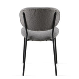 Grey Boucle Fabric Dining Chairs Set of 2,Dining Chairs with Metal Legs for Dining Room, Kitchen, W1164P195060